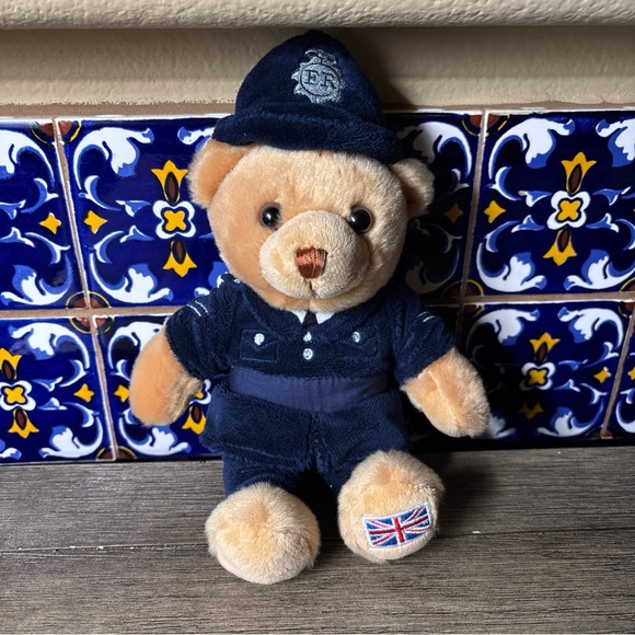 unbranded Other - Plush Police Bear Toy - Tan and Blue kids stuffed animal used